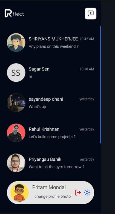 Rflect Chat UI Mobile
